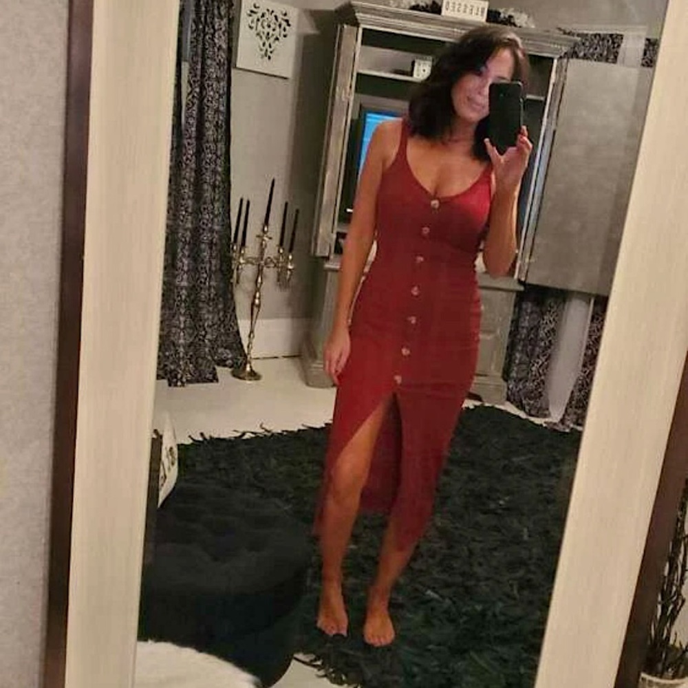 brown button down dress